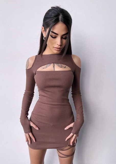 Трикотажне плаття по фігурі зі шнурівкою на ніжці | PUSHKA SHOP