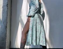 Сукня міді з квітковим принтом  | PUSHKA SHOP