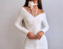 Оксамитова сукня  із зав'язкою на шию з трояндою | PUSHKA SHOP