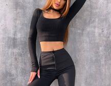 Штани-кльош  з металевими застібками   Штани-кльош  з металевими застібками   | PUSHKA SHOP