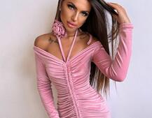 Оксамитова сукня  із зав'язкою на шию з трояндою | PUSHKA SHOP