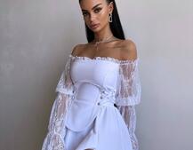 Сукня міді з корсетом декорована мереживом  | PUSHKA SHOP