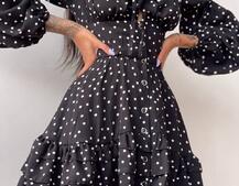 Сукня в горошок на ґудзиках з воланами  Сукня в горошок на ґудзиках з воланами  | PUSHKA SHOP