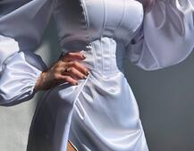 Атласний комплект: корсет + спідниця максі з драпіруванням Атласний комплект: корсет + спідниця максі з драпіруванням | PUSHKA SHOP