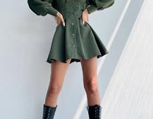 Приталена сукня-сорочка на плічках з корсетом з еко-шкіри | PUSHKA SHOP