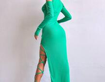 Трикотажна сукня з зав’язкою на ніжку   | PUSHKA SHOP