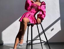 Сукня з корсетом, декорованим бахромою зі страз Ручна робота  Сукня з корсетом, декорованим бахромою зі страз Ручна робота  | PUSHKA SHOP