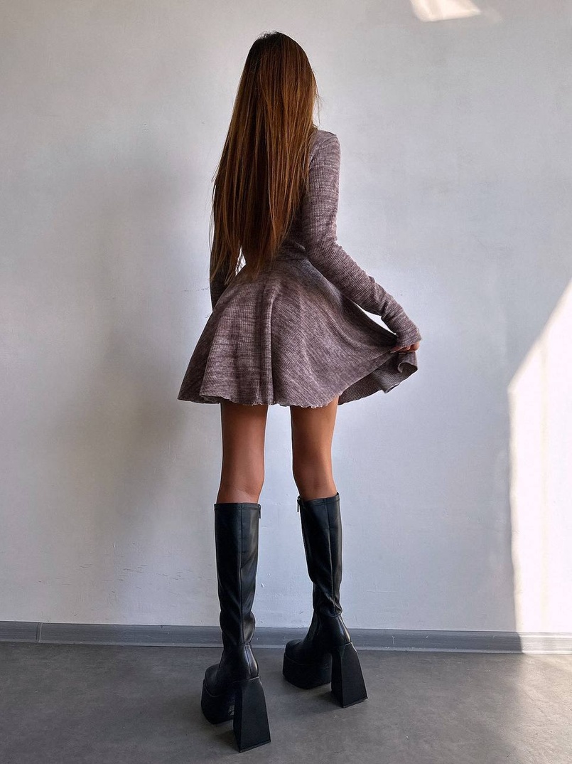 Трикотажна сукня міні із спідницею сонцем     Трикотажна сукня міні із спідницею сонцем     | PUSHKA SHOP