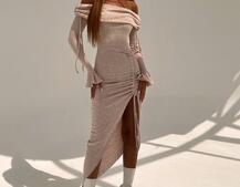 Трикотажна сукня міді з хомутом   | PUSHKA SHOP