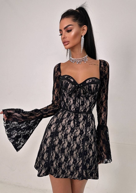 Мереживна сукня міні з чашечками    | PUSHKA SHOP