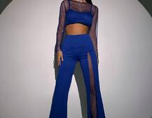 Комплект: топ + штани із сіткою зі стразами  Комплект: топ + штани із сіткою зі стразами  | PUSHKA SHOP