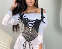 Шелковое платье + атласный корсет на шнуровке Шелковое платье + атласный корсет на шнуровке | PUSHKA SHOP