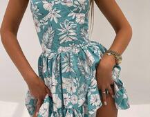 Сукня з чашечками та елементами корсету в квітковий принт  Сукня з чашечками та елементами корсету в квітковий принт  | PUSHKA SHOP