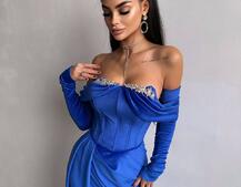 Оксамитова сукня максі декорована стразами  Ручна робота  | PUSHKA SHOP