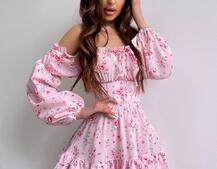 Квіткова сукня з воланами та шнуровкою по спинці | PUSHKA SHOP