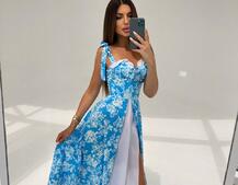 Сукня міді з чашечками в квітковий принт  Сукня міді з чашечками в квітковий принт  | PUSHKA SHOP