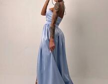 Атласна сукня максі із шнуром зі стразами  Атласна сукня максі із шнуром зі стразами  | PUSHKA SHOP