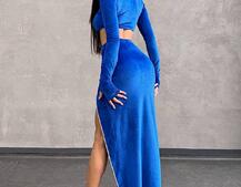 Оксамитовий комплект: топ із чашками push up+ спідниця, декорована стразами Прикраса пришита, ручна робота. | PUSHKA SHOP