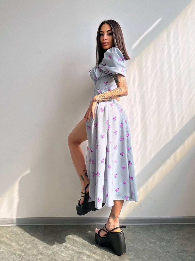 Сукня- міді  з квітковим принтом Сукня- міді  з квітковим принтом | PUSHKA SHOP