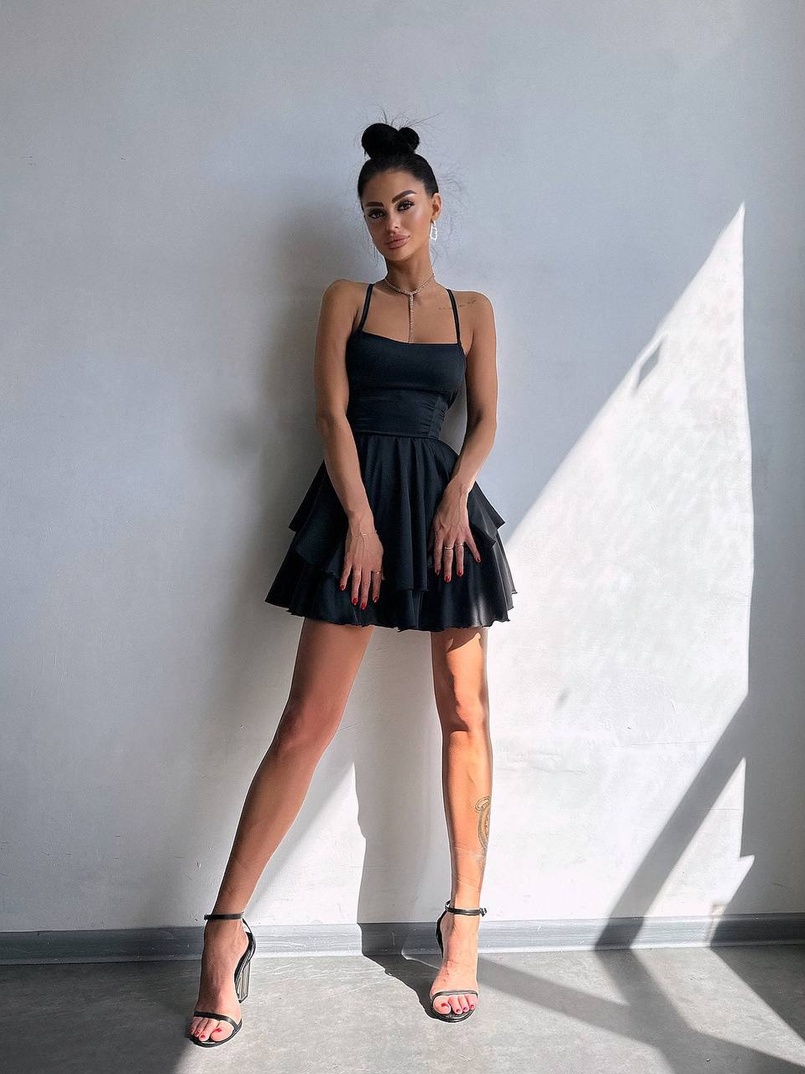 Шовкова сукня  з пишною спідницею та шнурівкою   | PUSHKA SHOP