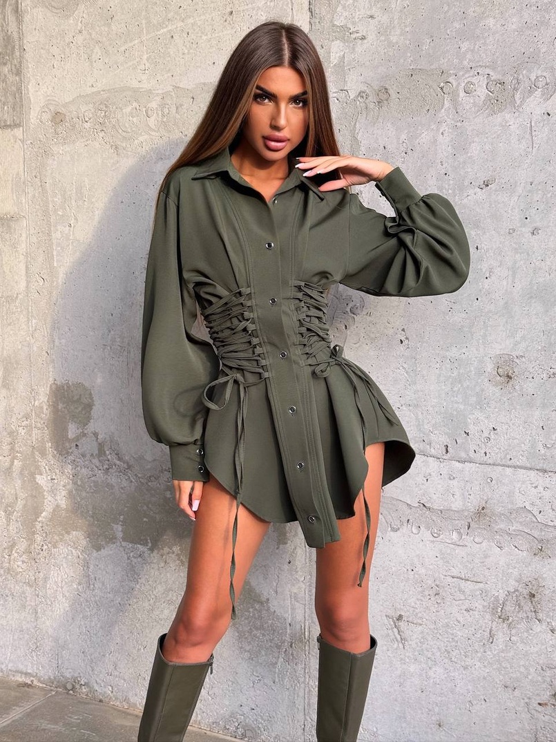 Сукня-сорочка зі шнурівкою Сукня-сорочка зі шнурівкою | PUSHKA SHOP
