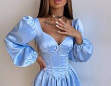 Комплект: сукня з подвійною спідницею + корсет, декорований стразами    Комплект: сукня з подвійною спідницею + корсет, декорований стразами    | PUSHKA SHOP