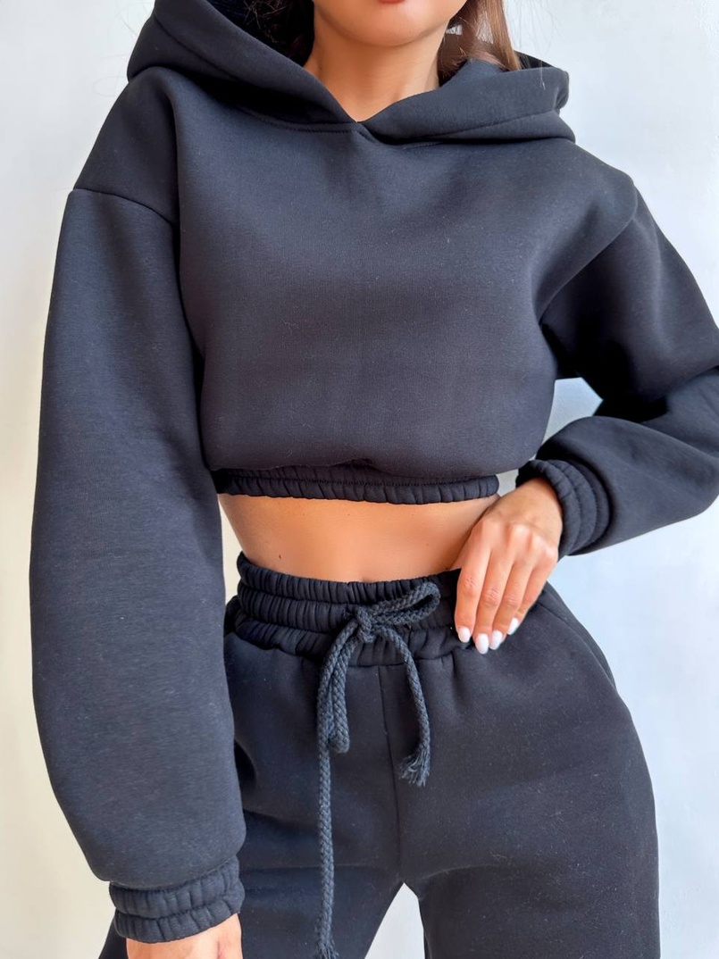 Базовий костюм на флісі з об'ємними капюшоном Базовий костюм на флісі з об'ємними капюшоном | PUSHKA SHOP