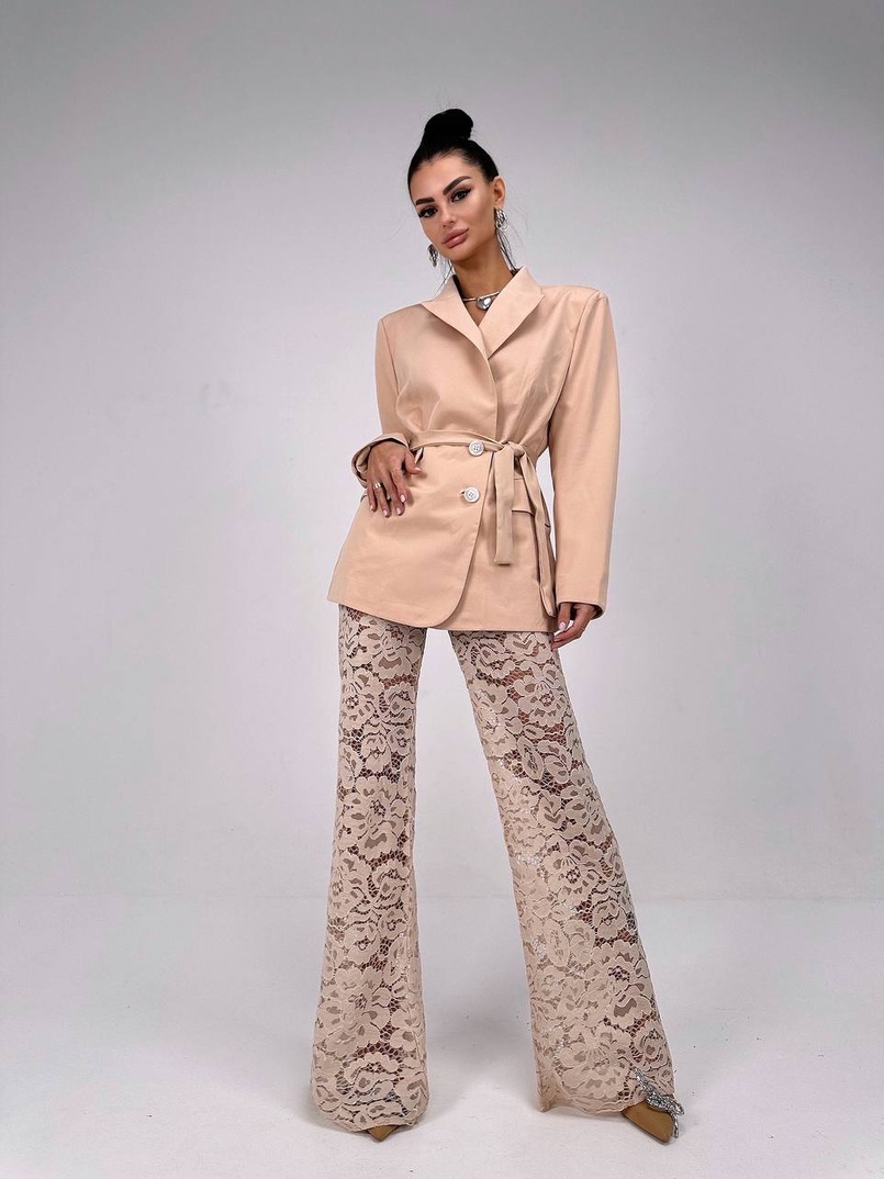 Комплект: мереживний корсет бюстьє + штани + піджак  Комплект: мереживний корсет бюстьє + штани + піджак  | PUSHKA SHOP