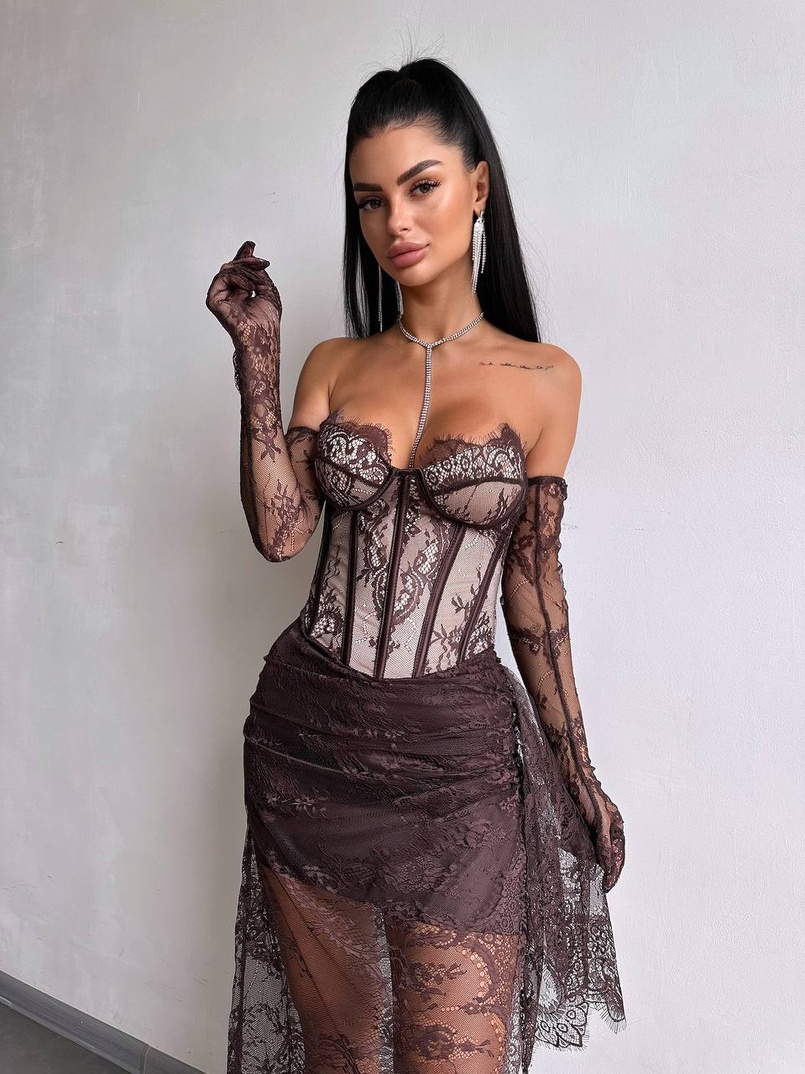 Корсетна сукня максі з рукавичками  | PUSHKA SHOP