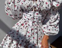 Сукня з квітковим принтом з воланами на ґудзиках  Сукня з квітковим принтом з воланами на ґудзиках  | PUSHKA SHOP