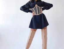 Комплект: платье-рубашка с прозрачным бельевым корсетом на шнуровке  Комплект: платье-рубашка с прозрачным бельевым корсетом на шнуровке  | PUSHKA SHOP