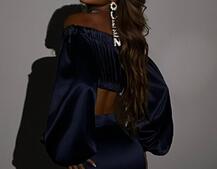 Атласний комплект, декорований стразами Ручна робота, прикраса пришита  Атласний комплект, декорований стразами Ручна робота, прикраса пришита  | PUSHKA SHOP