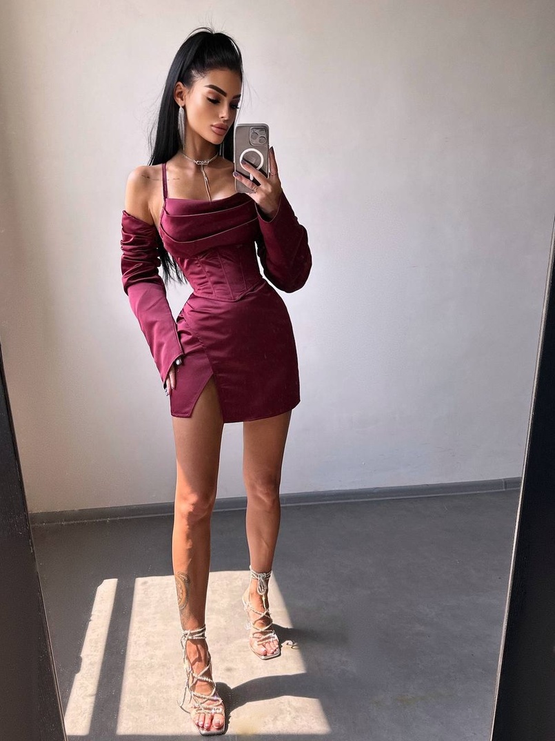 Комплект: корсет з рукавами    + спідниця міні з драпіруванням   Комплект: корсет з рукавами    + спідниця міні з драпіруванням   | PUSHKA SHOP