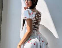 Сукня- міні у квітковий принт зі шнурівкою на спинці  Сукня- міні у квітковий принт зі шнурівкою на спинці  | PUSHKA SHOP