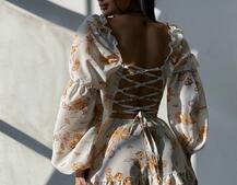 Квіткова сукня з воланами та шнуровкою по спинці Квіткова сукня з воланами та шнуровкою по спинці | PUSHKA SHOP