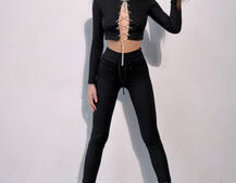 Костюм:  легінси та топ з шнурівкою зі страз Костюм:  легінси та топ з шнурівкою зі страз | PUSHKA SHOP