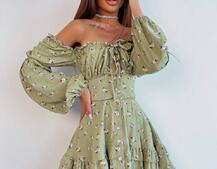 Сукня з квітковим принтом з воланами на ґудзиках  Сукня з квітковим принтом з воланами на ґудзиках  | PUSHKA SHOP