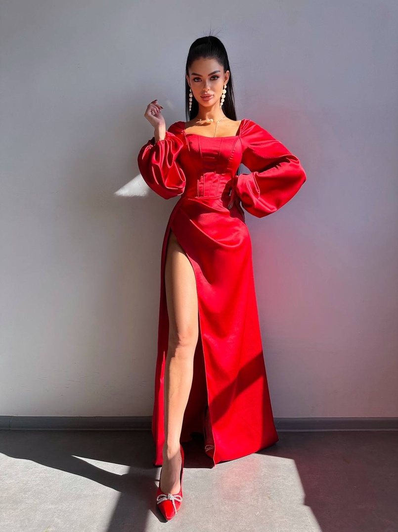 Атласний комплект: корсет + спідниця максі з драпіруванням Атласний комплект: корсет + спідниця максі з драпіруванням | PUSHKA SHOP