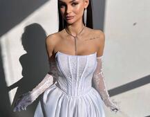 Комплект : мереживий корсет   + рукавички +спідниця балон міді  | PUSHKA SHOP
