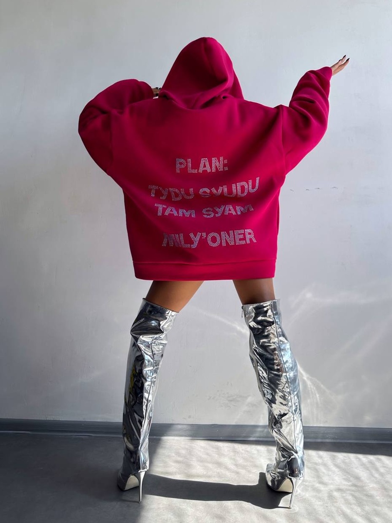 Трендове худі over size із сяючими стразами  | PUSHKA SHOP