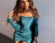 Оксамитова корсетна сукня міні, декорована стразами     Ручна робота  Оксамитова корсетна сукня міні, декорована стразами     Ручна робота  | PUSHKA SHOP