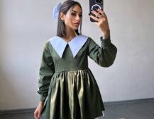 Котонова сукня з комірцем + бант  Котонова сукня з комірцем + бант  | PUSHKA SHOP