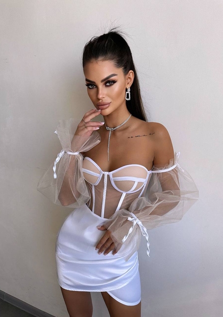 Атласний  комплект: корсет + спідниця  | PUSHKA SHOP