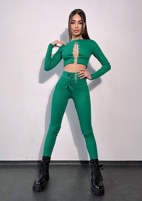 Костюм:  легінси та топ з шнурівкою зі страз Костюм:  легінси та топ з шнурівкою зі страз | PUSHKA SHOP