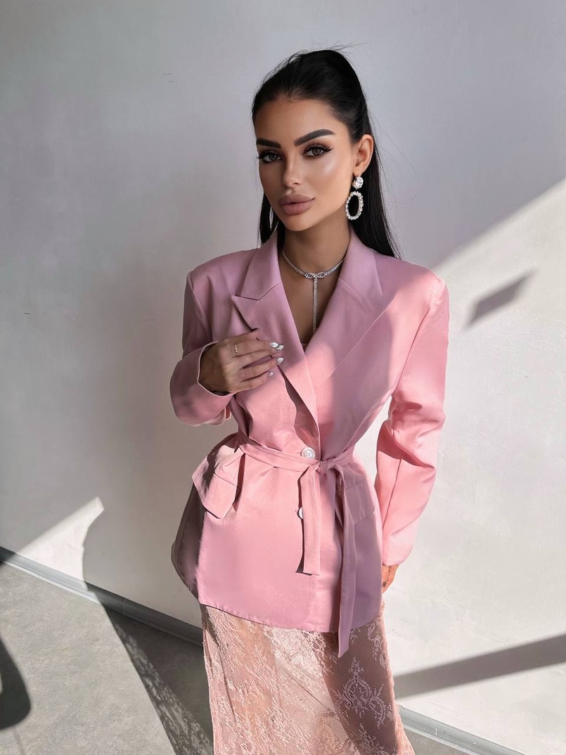 Комплект: піджак + блуза з баской + мереживна спідниця-шорти  Комплект: піджак + блуза з баской + мереживна спідниця-шорти  | PUSHKA SHOP