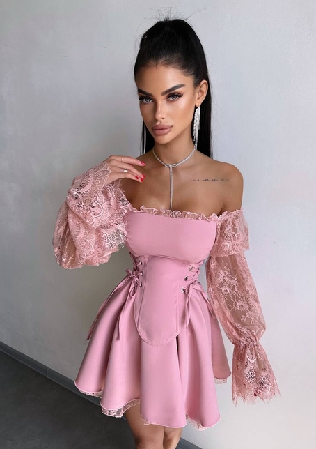 Сукня з корсетом декорована мереживом  | PUSHKA SHOP