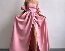 Сукня максі  з розрізом на спідниці та об’ємними рукавами  Сукня максі  з розрізом на спідниці та об’ємними рукавами  | PUSHKA SHOP