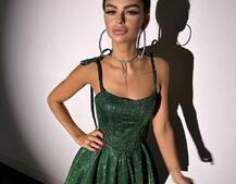 Блискуча корсетна сукня з пишною подвійною спідницею Блискуча корсетна сукня з пишною подвійною спідницею | PUSHKA SHOP