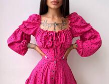 Сукня в горошок на ґудзиках з воланами  Сукня в горошок на ґудзиках з воланами  | PUSHKA SHOP