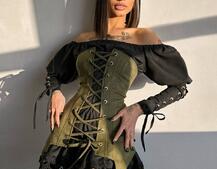 Комплект: сукня декорована мереживом + корсет  Комплект: сукня декорована мереживом + корсет  | PUSHKA SHOP